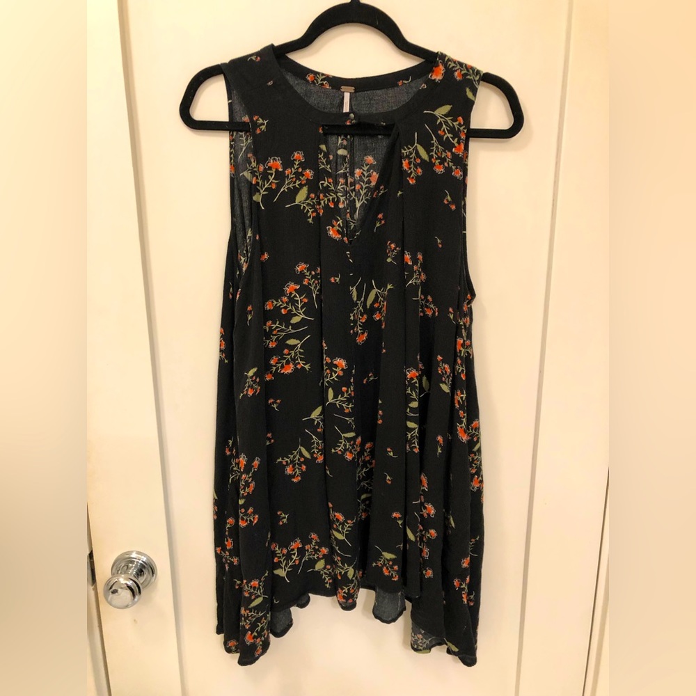 Free People Black and Orange Floral Mini Dress